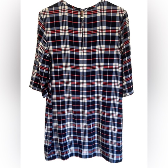 Equipment Femme 100% Silk Pink/Blue/White Plaid Sheath Mini Dress Size M - Picture 3 of 4